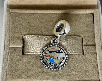 Pandora St Maarten Exclusive Dangle Charm Pendant Travel Plane S925 Silver Jewelry for Bracelet for Necklace Mixed Enamel with Gift Box