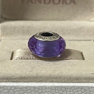 Pandora Icy Glitter Purple Lavender Wave Murano Glaspärla Berlock S925 Silver Smycken till Armband Blandad Emalj, med Presentask