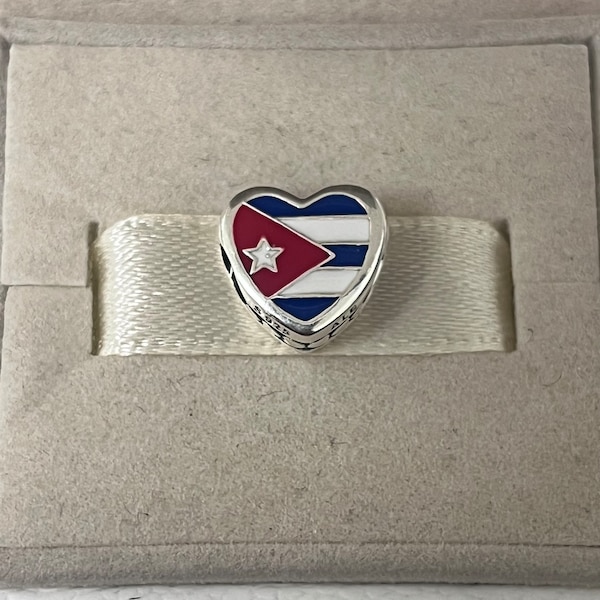 Pandora Cuba Flag Heart Bead Charm Love Cuba S925 Sterling Silver Jewelry for Bracelet Mixed Enamel with Gift Box