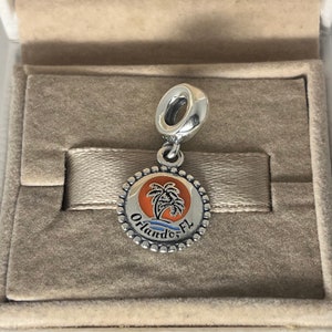 Pandora Orlando FL Beach Dangle Charm Hängsmycke Resesmycken i 925 Sterling Silver till Armband till Halsband Blandad Emalj med Presentask