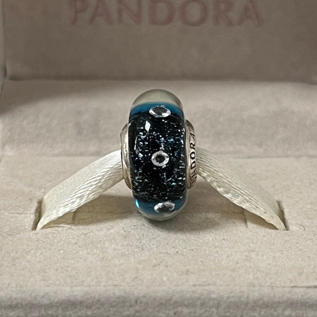 Pandora Murano Glas Bead Charm Midnight Blue Fizzle S925 Silber