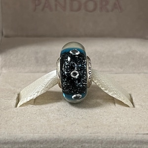 Pandora Murano Glass Bead Charm Midnight Blue Fizzle S925 Silver Jewelry for Bracelet Mixed Enamel, with Gift Box