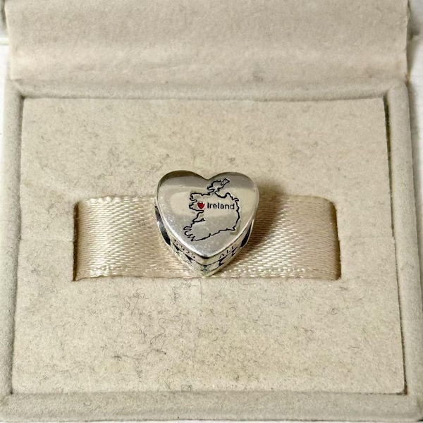 Pandora Ireland Map Heart Bead Charm S925 Silver Jewelry for Bracelet, for Necklace Mixed Enamel with Gift Box