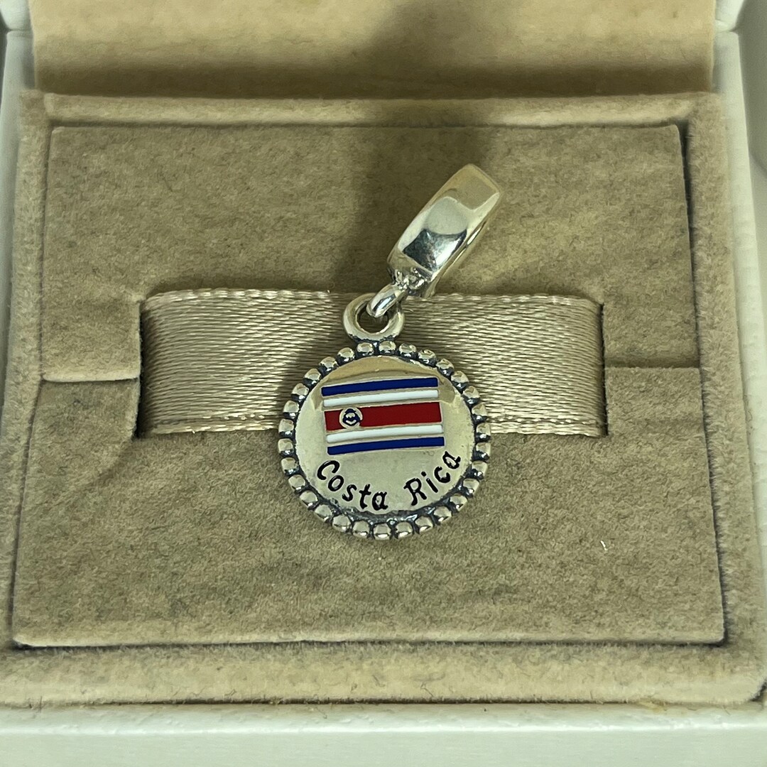 Pandora Costa Rica Flag Exclusive Dangle Charm Pendant S925 Sterling