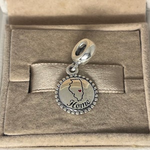Pandora Chicago Map Dangle Charm Colgante Love Home S925 Joyería de plata esterlina para pulsera para collar Esmalte mixto con caja de regalo