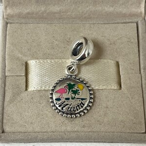 Pandora Miami Beach Exclusieve Dangle Charm, S925 sterlingzilveren sieraden, voor armband, voor ketting, gemengd emaille, met geschenkdoos