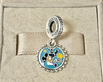 Colgante Pandora Mickey Mouse, ideal para viajes, de plata S925, para pulsera/collar, esmalte mixto, con caja de regalo.
