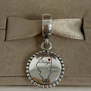 Colgante con colgante de mapa de Chicago, corazón, amor, joyería de plata de ley S925, colgante para pulsera, collar, artesanía esmaltada