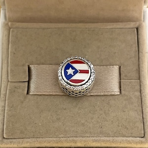Pandora Puerto Rico vlag exclusieve cirkelkraal bedel S925 sterlingzilver reissieraden voor armband gemengd email met geschenkdoos