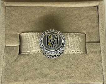 Pandora Vegas Golden Knights Hockey Double Sided Button Bead Charm S925 Sterling Silver Jewelry for Bracelet Mixed Enamel with Gift Box