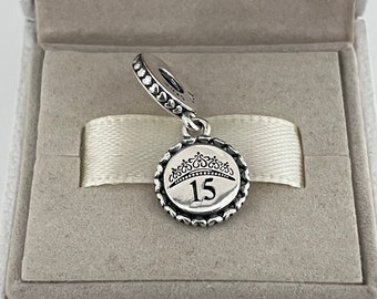 Pandora 15 Years Old Exclusive Dangle Charm Pendant S925 Sterling Silver Jewelry for Bracelet for Necklace Mixed Enamel with Gift Box