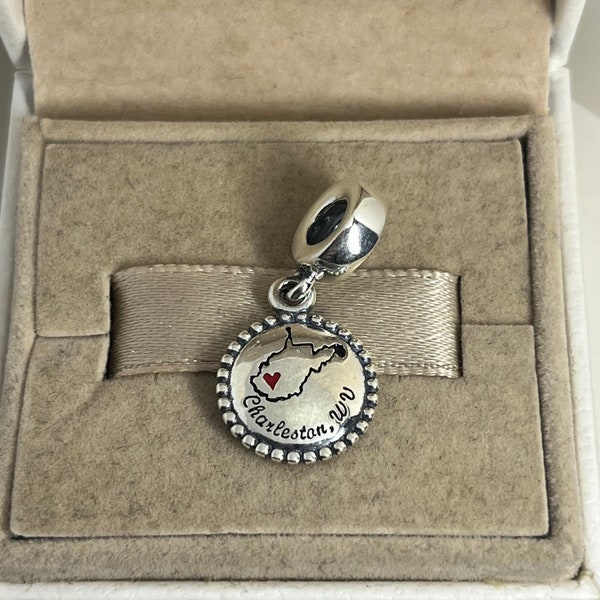 Pandora Charleston.WV West Virginia Dangle Charm Pendant S925 Sterling Silver Jewelry for Bracelet for Necklace Mixed Enamel with Gift Box