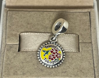 Pandora Trinidad and Tobago Dangle Charm Bird of Paradise Island Travel Pendant S925 for Bracelet for Necklace Mixed Enamel with Gift Box