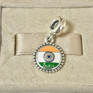 Pandora India Flag Exclusive Dangle Charm Pendant Travel S925 Silver Jewelry for Bracelet/ Necklace Mixed Enamel with Gift Box
