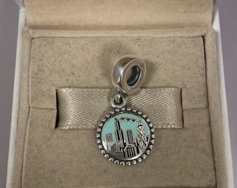Pandora Chicago Exclusive Charm Dangle Pendant, City, S925 Sterling Silver Jewelry, For Bracelet, For Necklace, Enamel crafts, with Gift Box