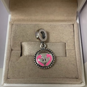 South Beach Flamingo Dangle Charm Pendant, bracelet Dangle charm, S925 Sterling Silver jewelry, necklace pendant, enamel craftsmanship