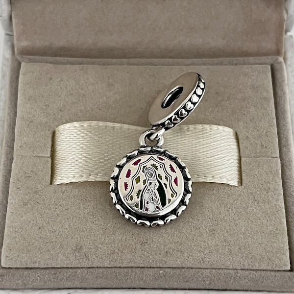 Pandora catholicisme vierge « Notre-Dame de Guadalupe » breloque pendante S925 en argent pour bracelet pour collier émail mélangé avec boîte-cadeau