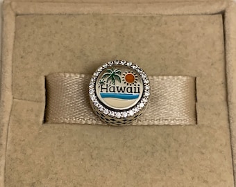 Pandora Hawaii Beach Charm Bead Button, Treasured Mamenta in Paradise, S925 Sterling Silver Jewelry for Bracelet Mixed Enamel with Gift Box