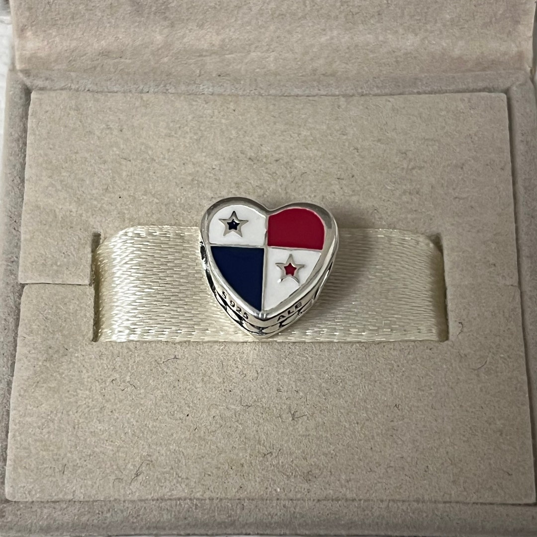 Pandora Panama Flag Love Panama Heart Bead Charm S925 Sterling Silver Travel Jewelry for