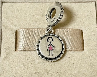 Pandora Mom Stick Figure Dangle Charm Pendant S925 Joyería de plata esterlina para pulsera para collar Esmalte mixto con caja de regalo