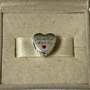 Pandora Abuelita dice si Love Grandmother Heart Bead Charm S925 Joyería de plata para pulsera para collar Esmalte mixto con caja de regalo