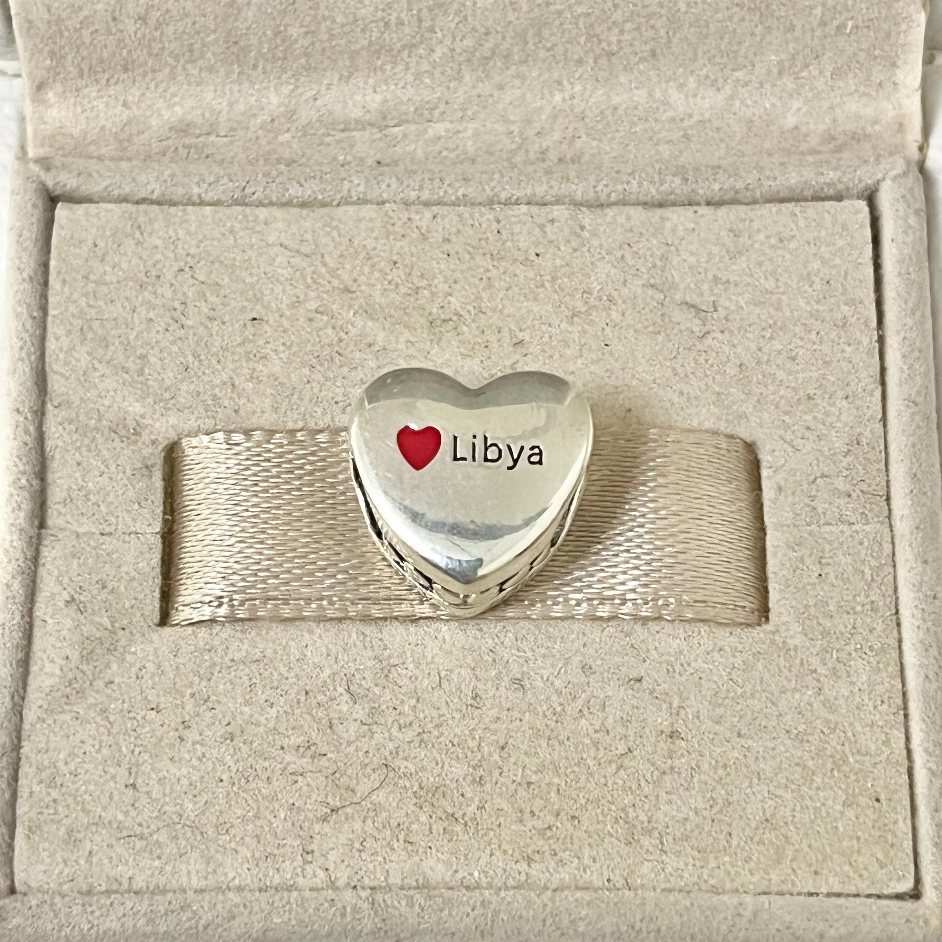 Pandora Libya Flag I Love Libya Exclusive Heart Bead Charm