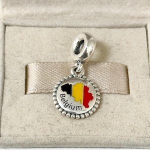 Colgante con dije de bandera de Bélgica de Pandora, joyería de plata S925 para pulsera, collar, esmalte mixto con caja de regalo