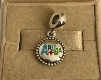 Colgante exclusivo Pandora Aruba, dije de viaje, plata de ley S925, joyería para pulsera y collar, esmalte mixto, con caja de regalo.