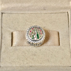 Pandora Virgem de GUADALUPE Exclusivo Bead Charm S925 Joia de Prata Esterlina para Pulseira para Colar Esmalte Misto com Caixa de Presente