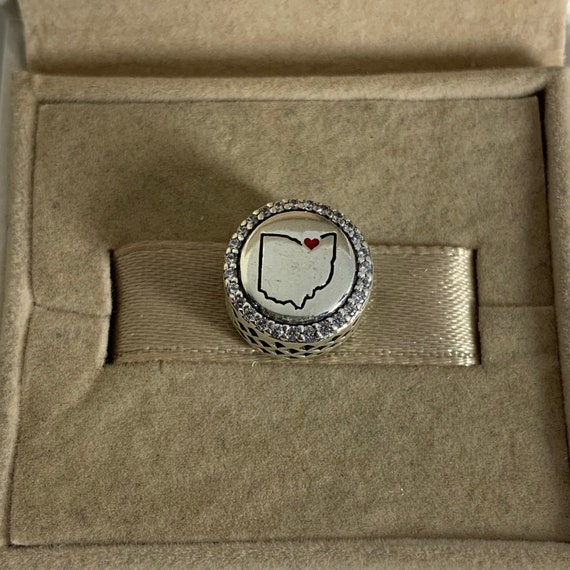 Pandora Charm Love Cleveland Ohio Map Bead Charm Button Travel Etsy