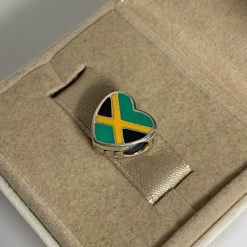 Pandora Jamaica Flag I Love Jamaica Heart Bead Charm S925 Etsy