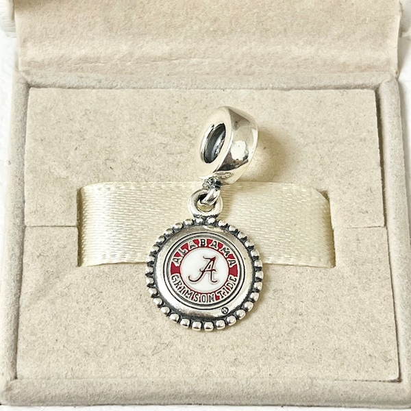 Pandora University of Alabama Dangle Charm Alabama Crimson Tide Pendant S925 Silver for Bracelet for Necklace Mixed Enamel with Gift Box