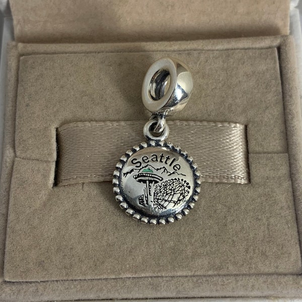 “Seattle Space Needle” exklusiver Anhänger, S925 Sterling Silber Schmuck, für Armband, für Halskette, gemischte Emaille, mit Geschenkbox