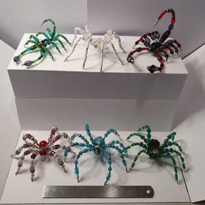 Wirework Spider Sculpture: Beaded Arachnid Figurine