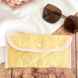 Etui à lunette vichy jaune, rangement de sac femme