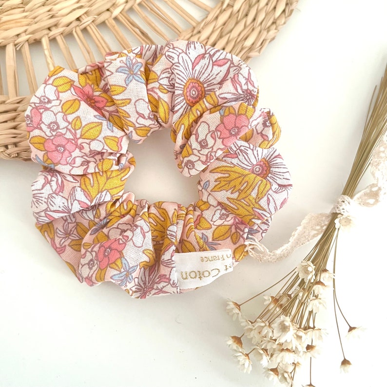 Chouchou scrunchies , accessoire élastique cheveux, gaze de coton image 2