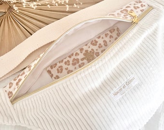 Women's Ecru and Leopard Corduroy Fanny Pack UK