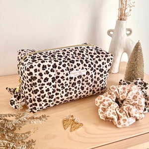 Leopard cotton gauze toiletry bag