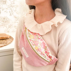 Sac banane enfant velours rose et liberty betsy
