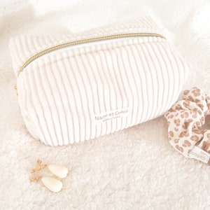 Beige velvet toiletry bag