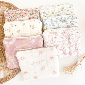 Petite trousse plate matelassé, coloris aux choix, idée cadeau, rangement sac, voyage