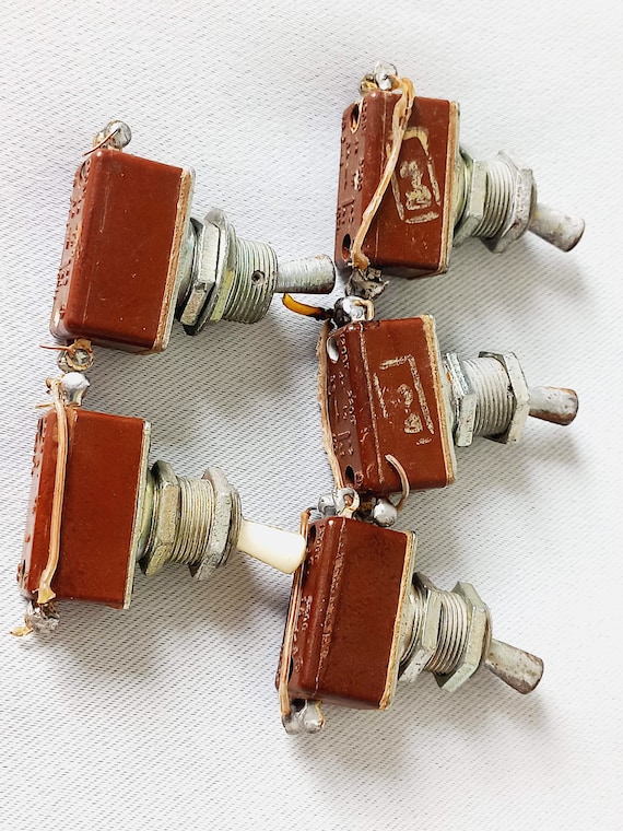 Soviet VINTAGE on off Set of 5 TOGGLE SWITCHES Old Russian