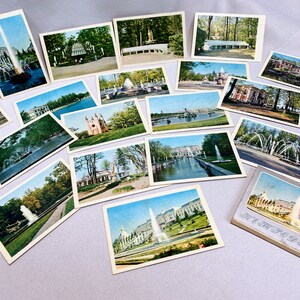 18 Postkarten vom Schloss Peterhof Vintage Fotos von St. Petersburg 1971