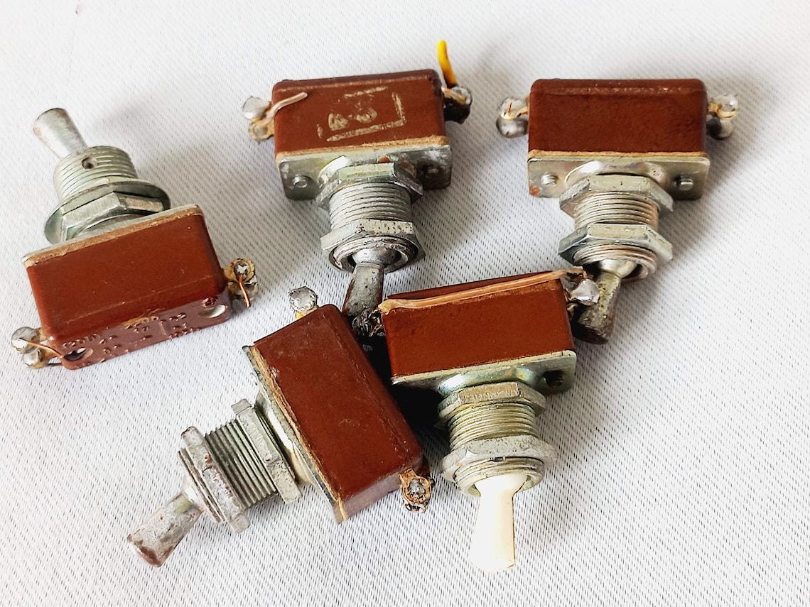 Soviet VINTAGE on / off Set of 5 TOGGLE SWITCHES Old Russian Electrical ...