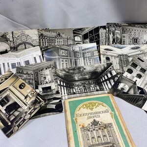 Fotos soviéticas antigas do Palácio de Catarina em Leningrado Cartões postais da URSS de São Petersburgo