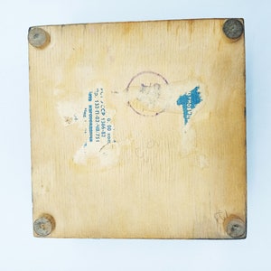 Puede incluir: Una caja de madera con una etiqueta azul y blanca que dice "г. ссср 6.00 коп. гд. 132/1-02-4/Б/751 " y "изготовитель  имя  г.  ", una etiqueta azul y blanca que dice "типография", y una etiqueta redonda azul y blanca con un sello.