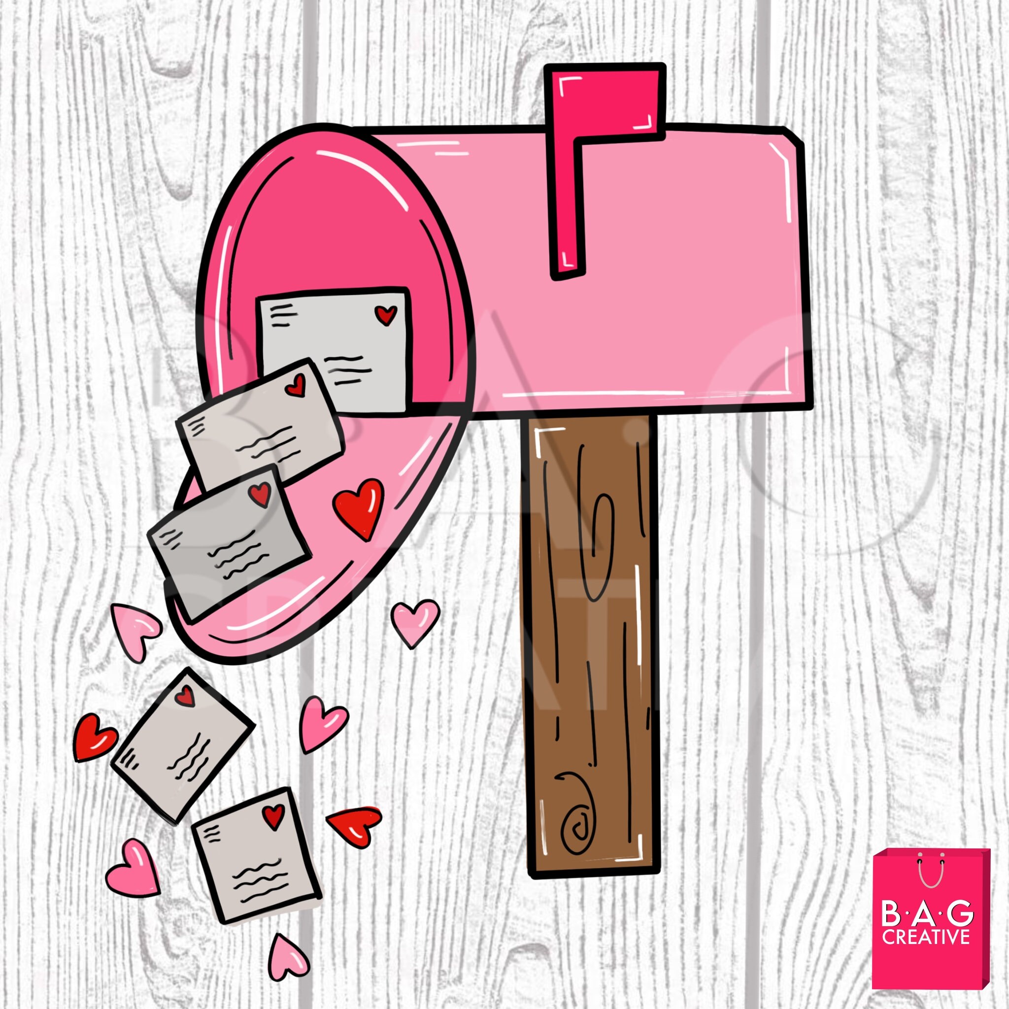 INSTANT DOWNLOAD Valentines Mailbox Png 300 dpi Art Graphic Etsy