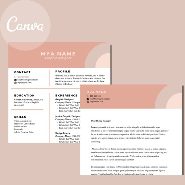 Colorful Resume + Cover Letter Template | Creative CV Resume Template | Canva Resume Instant Download