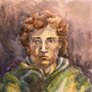 Portrait. Painting original Ukrainian artist Pereverzeva L. 56-35cm watercolor on paper