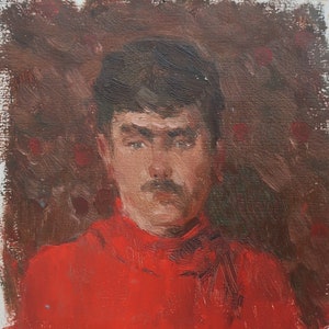 Retrato de un hombre. Artista ucraniano Tishchetsky V.21-15 cm, óleo sobre cartón, 1985